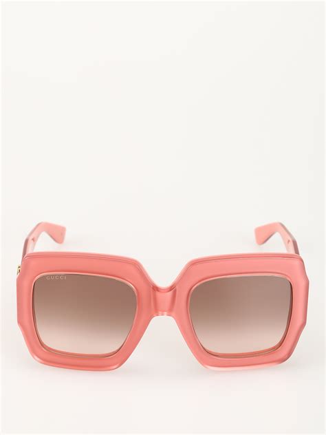 pink gucci oversized sunglasses|pink rimless sunglasses.